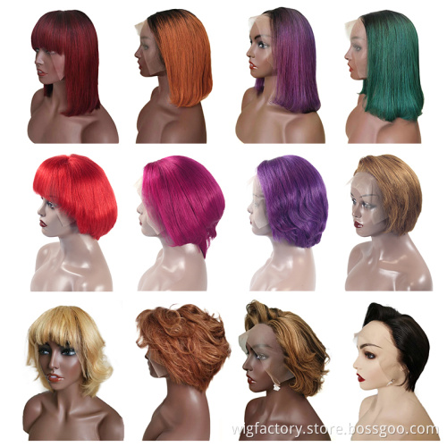 Hot selling short pixie cut wig, short curly wigs pre plucked unprocessed 8 inch ,remy short brazilian human hair lace front